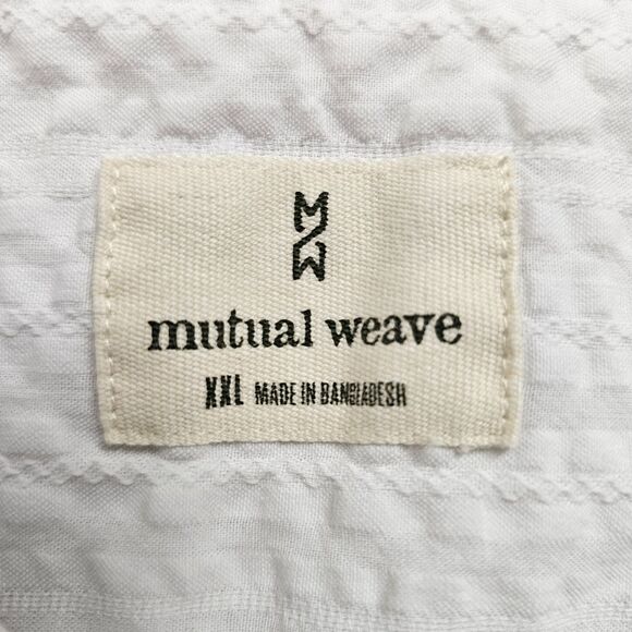 Mutual Weave Men’s Shirt XXL Button Up White 100% Cotton Strait Hem Short Sleeve - Picture 3 of 10